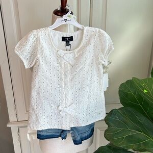 NEW 7 for all Mankind Toddler Set: Eyelet Top w/ Jean Shorts Size 4T